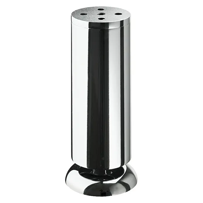 Hettich Möbelfuß Salina - Traglast: 50 kg, Stahl, Höhenverstellung: 15 cm - 16 cm - Chromfarbenes Möbelbein mit zylindrischem Schaft und kugelförmigem Fuß, ideal für moderne Möbeldesigns.