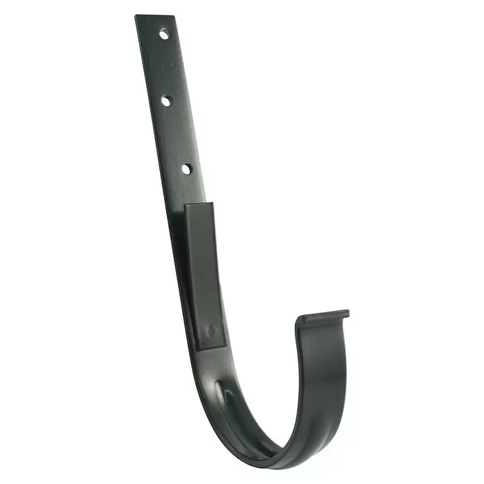 Marley Rinneneisen - Nennweite: 75 mm, Stahl, Anthrazit - Dunkelgrauer Metall-Dachrinnenhaken mit drei Befestigungslöchern.