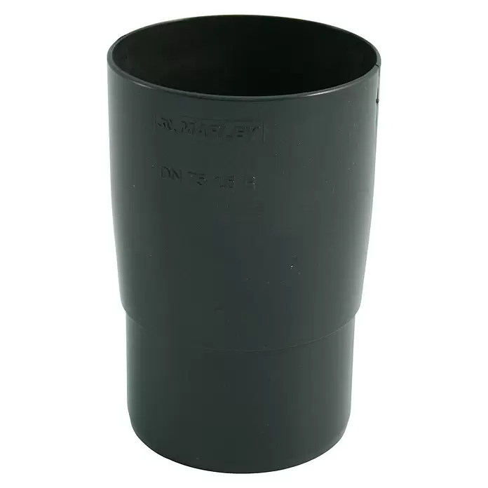 Marley Fallrohrmuffe - Nennweite: 75 mm, Kunststoff, Anthrazit - Dunkelgraues Kunststoff-Marley-Rohrformstück DN 75.