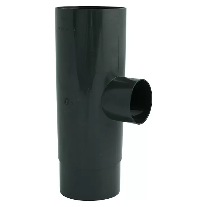 Marley Fallrohrabzweig - Nennweite Zubehör Dachrinnen: 75/53 mm, Winkel: 87 °, Kunststoff, Anthrazit - Dunkelgraues Kunststoff-T-Stück für Abwasserrohrsysteme.