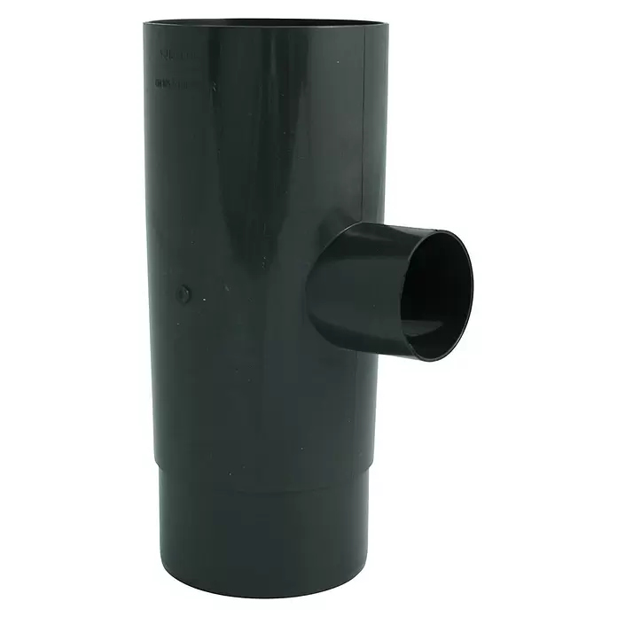 Marley Fallrohrabzweig - Nennweite Zubehör Dachrinnen: 105/53 mm, Winkel: 87 °, Kunststoff, Anthrazit - Schwarzes Kunststoff-T-Stück für Abwasserrohre.