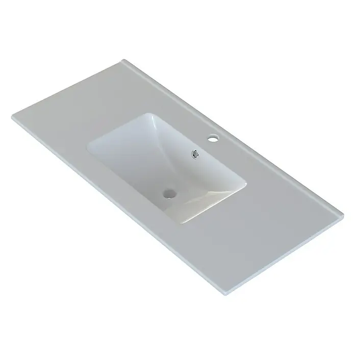 Camargue Espacio Einbauwaschbecken Plan - 100 x 46 cm, Weiß - Elegantes Waschbecken mit integrierter Arbeitsplatte, ideal für moderne Badezimmer. Das schlanke Design bietet Funktionalität und Stil.