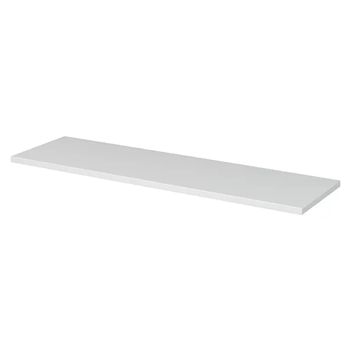 Camargue Espacio Waschtischplatte - 160 x 46 x 3,2 cm, Weiß - Eine minimalistische weiße Tischplatte vor einem schwarzen Hintergrund. Ideal für Produktpräsentationen oder moderne Designvisualisierungen.