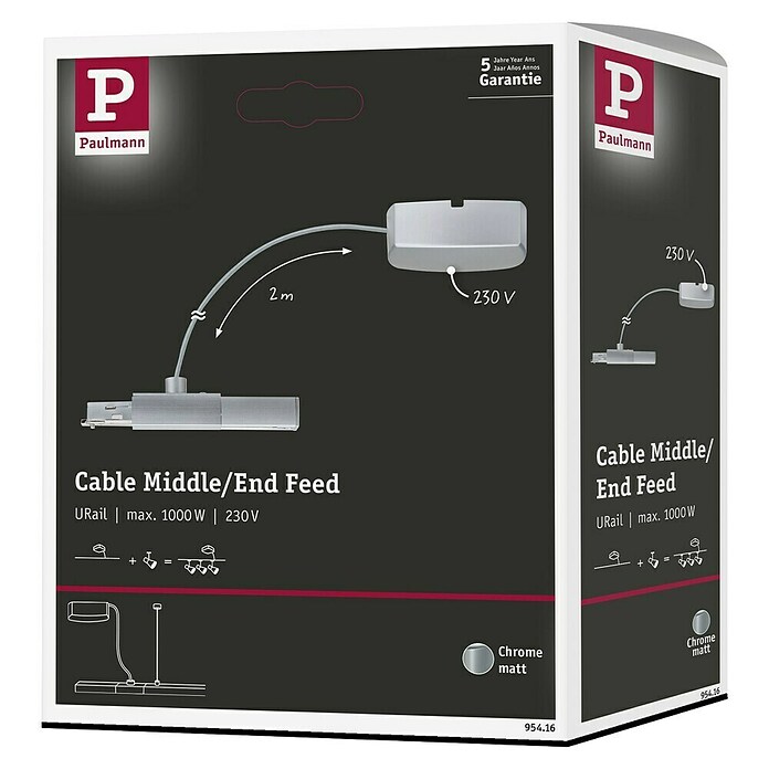 Paulmann URail Stromeinspeisung Cable Feed (Chrom, 2 m) | BAUHAUS