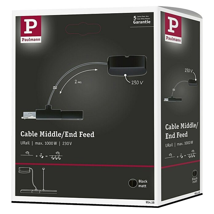 Paulmann URail Stromeinspeisung Cable Feed (Schwarz matt, 2 m) | BAUHAUS