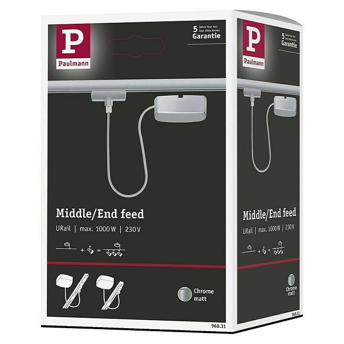 Paulmann URail Stromeinspeisung (50 cm, 1.000 W)