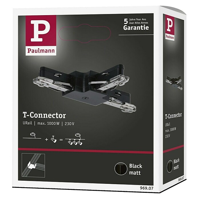 Paulmann URail T-Verbinder (Schwarz, L x B x H: 104 x 62 x 18 mm) | BAUHAUS