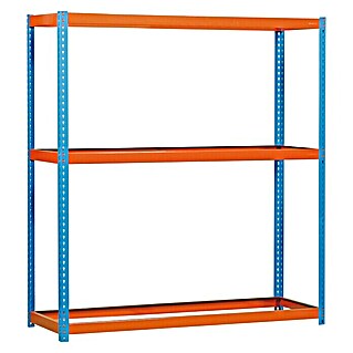 Simonrack Ecoforte Estructura de estantería (Al x An x Pr: 200 x 120 x 45 cm, Capacidad de carga: 400 kg/balda, Número de baldas: 3 ud., Azul/Naranja)