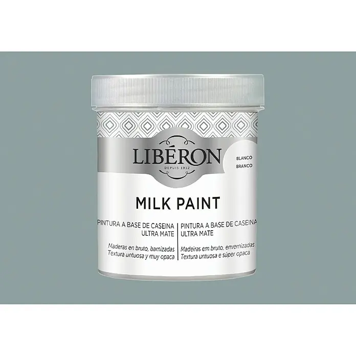 Libéron Pintura Milk paint - Granito, 500 ml, Mate - Bote de pintura a la leche Liberon en blanco, ideal para madera, acabado mate, para superficies brutas y barnizadas.