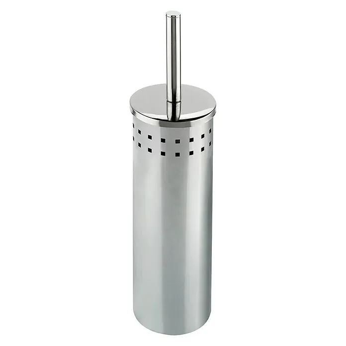 Bath Stage B-Focus Escobillero - Acero inoxidable, Cromo - Un elegante portaescobillas de inodoro de acero inoxidable con tapa redonda y mango integrado, ideal para un baño higiénico.
