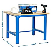Simonrack Simonwork Banco de trabajo BT6 Plywood (L x Al: 75 x 86,5 cm, Ancho: 150 cm, Capacidad de carga: 800 kg, Azul)