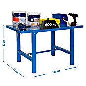 Simonrack Simonwork Banco de trabajo BT6 Metalic (L x Al: 73 x 83 cm, Ancho: 180 cm, Capacidad de carga: 800 kg, Azul)