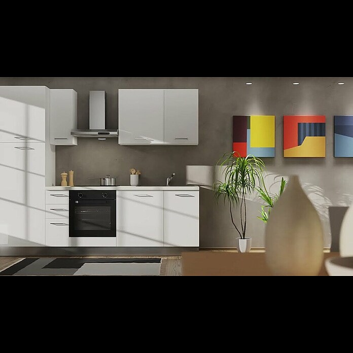 Marinelli Cucine Vormontierte Küchenzeile Cassiopea (Breite: 285 cm, Hellgrau, Mit Elektrogeräten) | BAUHAUS