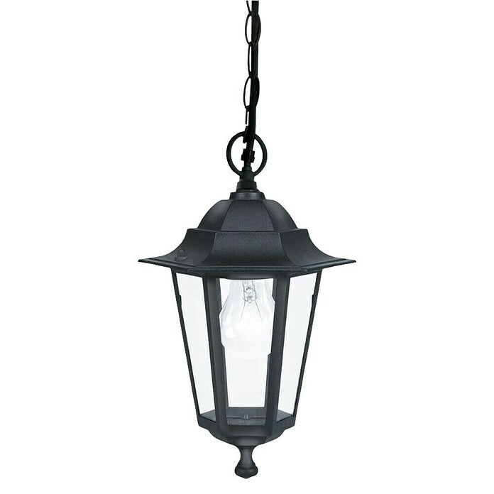 Eglo Laterna 4 Viseća svjetiljka  (60 W, D x Š x V: 20,5 x 20,5 x 90 cm, Boja kućišta: Crne boje, Boja sjenila: Prozirno, IP44) | BAUHAUS