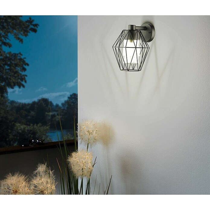 Eglo Vanjska zidna svjetiljka Canove  (60 W, Boja kućišta: Crne boje, Boja sjenila: Saten prozirno, IP55) | BAUHAUS