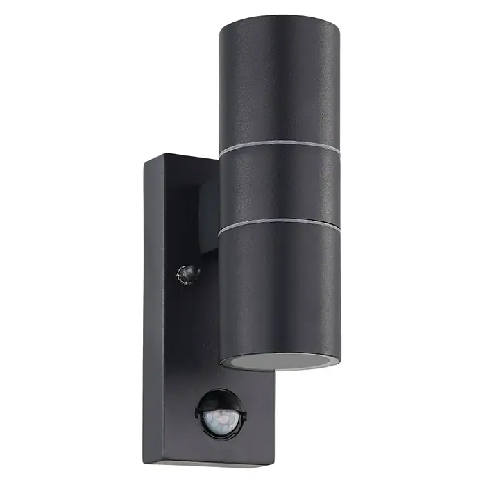 Eglo Außenwandleuchte Riga 5 - 6 W, Schwarz, Anthrazit, Klar, IP44 - Moderne schwarze Außenwandleuchte mit Bewegungsmelder, ideal für stilvolle und sichere Beleuchtung von Außenbereichen.