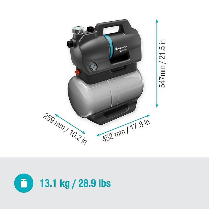 Gardena Grupo de presión 3800 Silent (600 W, Capacidad de bombeo máx.: 3.800 l/h, Presión máx.: 3,9 bar) | BAUHAUS