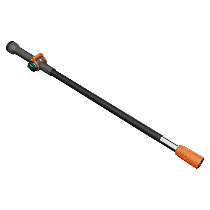Gardena Cleansystem Wasserstiel Cleansystem - Länge Stiel: 90 cm, Aluminium - Verlängerungsrohr mit einem verstellbaren Sprühkopf und einem orangefarbenen Griff, ideal für die Gartenbewässerung und Pflanzenpflege.