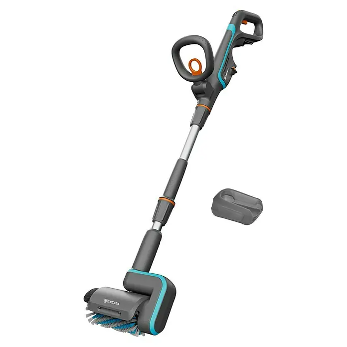 Gardena Power for All 18V Akku-Reinigungsbürste AquaBrush Patio 03/18V - Ohne Akku - Gardena Akku-Fugenbürste EasyBrush für die mühelose Reinigung von Gehwegen und Terrassen, inklusive Akku.