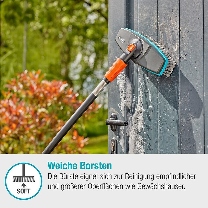 Gardena Cleansystem Waschbürsten-Set Cleansystem (Länge Stiel: 90 cm, Wasserführend) | BAUHAUS