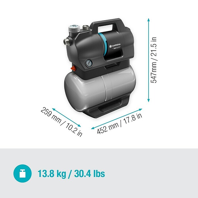 Gardena Grupo de presión 3900 Silent (650 W, Capacidad de bombeo máx.: 3.900 l/h, Presión máx.: 4,3 bar) | BAUHAUS