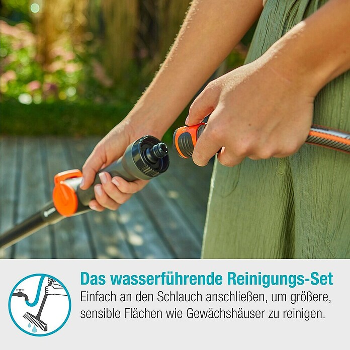 Gardena Cleansystem Waschbürsten-Set Cleansystem (Länge Stiel: 90 cm, Wasserführend) | BAUHAUS