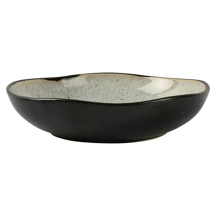 Schüssel Lunar - Ø x H: 12 x 3 cm - Die elegante, flache Schale in Schwarz und Weiß ist perfekt für Dips, Soßen oder kleine Snacks. Sie besticht durch ihr modernes Design.