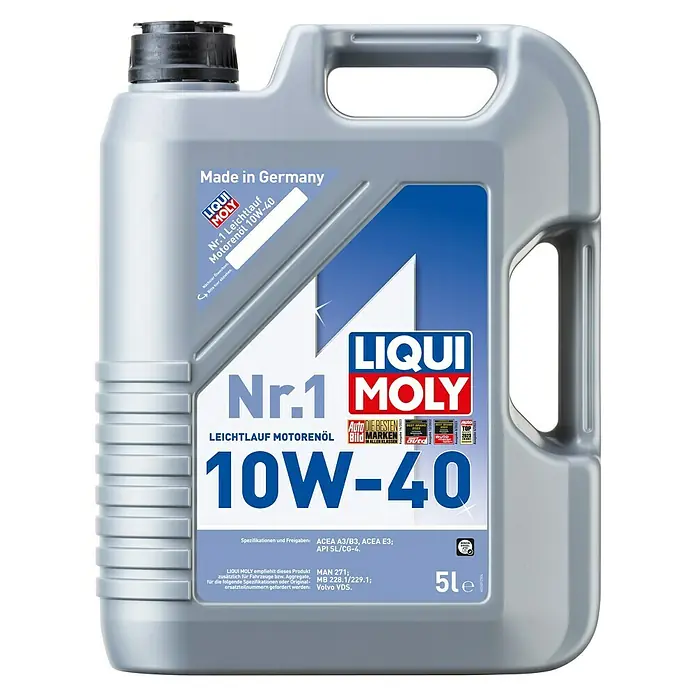 Liqui Moly Leichtlaufmotorenöl - A3/B3/E3, 5.000 ml - Produktbild von Liqui Moly Leichtlauf Motorenöl 10W-40, einem hochwertigen Motoröl für optimale Leistung und Schutz in verschiedenen Fahrzeugtypen.