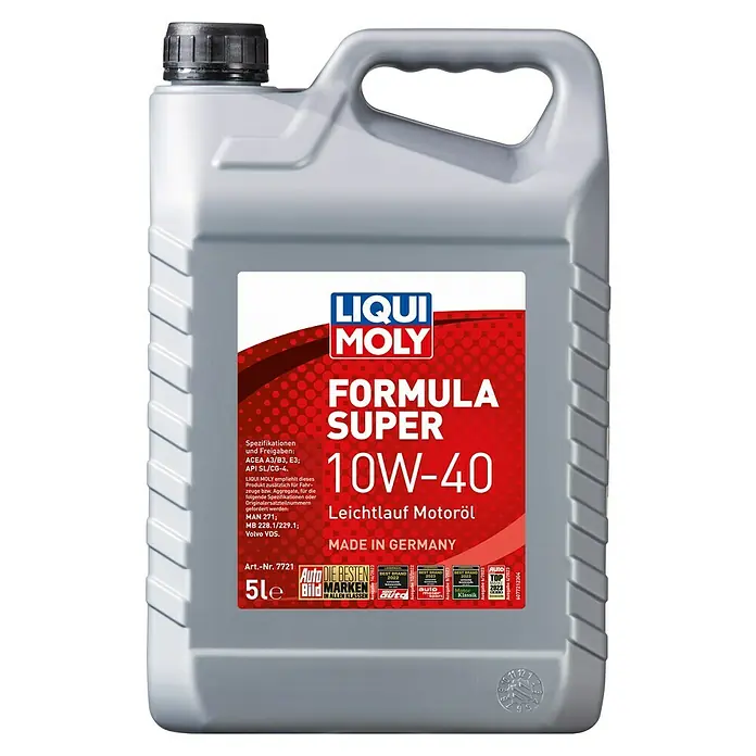Liqui Moly Leichtlaufmotorenöl Formula Super 10W-40 - 10W-40, A3/B3, 5 l - LIQUI MOLY Formula Super 10W-40 Leichtlauf Motoröl im 5-Liter-Kanister, hergestellt in Deutschland für optimale Motorleistung.