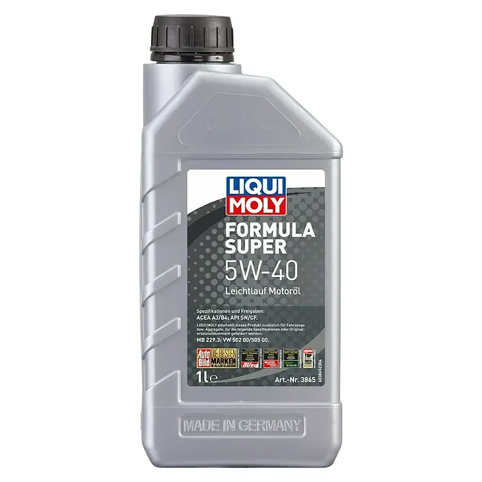 Liqui Moly Formula Super Motoröl - 1 l, 5W-40, A3/B4 - Bild einer 1-Liter-Flasche LIQUI MOLY Formula Super 5W-40 Leichtlauf Motoröl, ideal für Fahrzeugwartung und -reparatur.