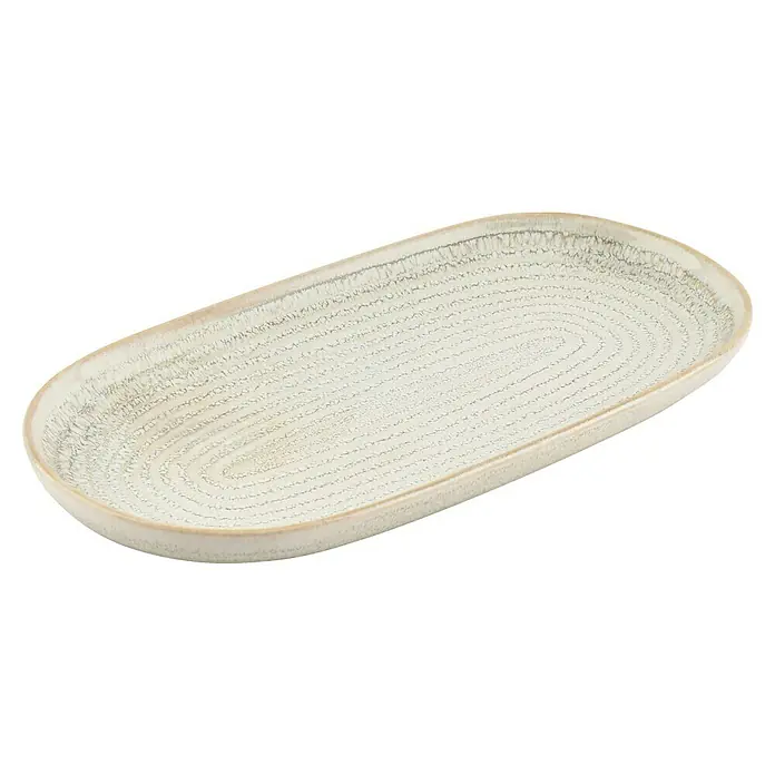 Schale Servierschale Cameo - 23 x 12 cm, Beige, 1 Stk. - Ovale Servierplatte mit dekorativer Oberfläche und hellen Farbtönen, ideal für stilvolles Anrichten von Speisen.