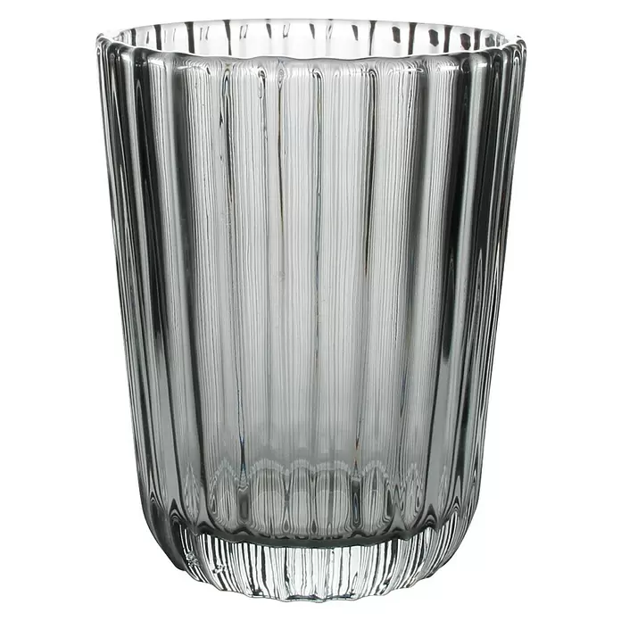 Trinkglas Blossom - 4 Stk., Fassungsvermögen: 0,26 l, Grau - Klares geriffeltes Trinkglas mit vertikalem Rippendesign.