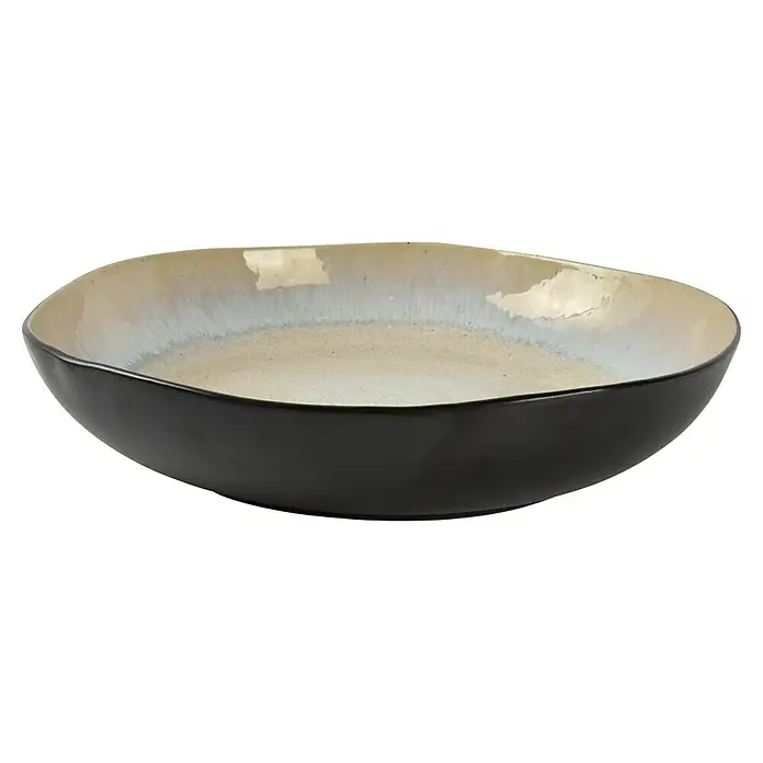 Schale Servierschale Lunar - Ø x H: 32 x 7 cm - Elegante schwarze Schale mit schimmernder Innenseite. Vielseitiges Servierstück für jeden Anlass, das Stil und Funktionalität vereint.