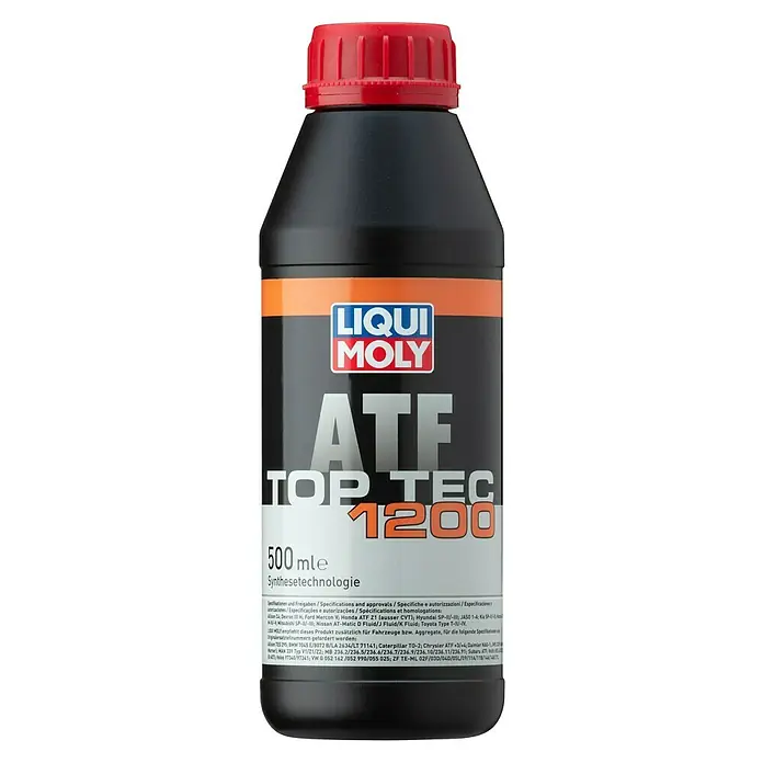 Liqui Moly Getriebeöl Top Tec ATF 1200 - 500 ml - Abbildung einer Flasche Liqui Moly ATF Top Tec 1200, einem synthetischen Automatikgetriebeöl für moderne Automatikgetriebe.