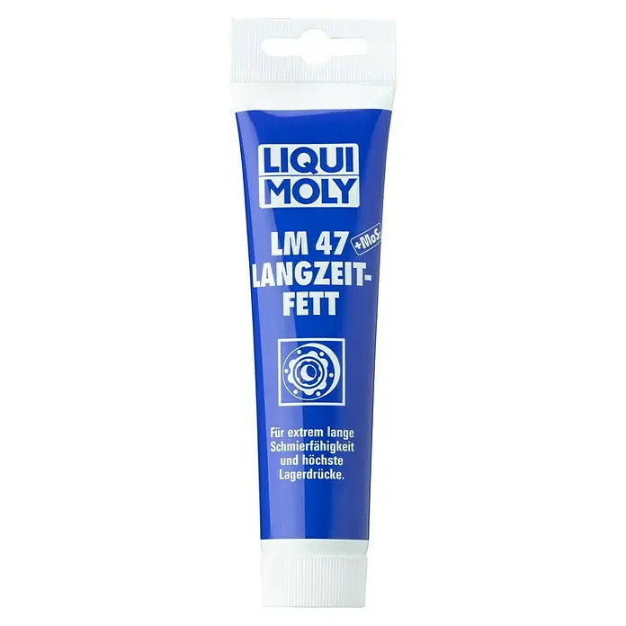 Liqui Moly Mehrzweckfett LM 47 - 100 ml - Abbildung einer Tube LM 47 Langzeitfett von Liqui Moly. Das blaue Fett ist für die langfristige Schmierung und höchste Lagerdrücke geeignet.