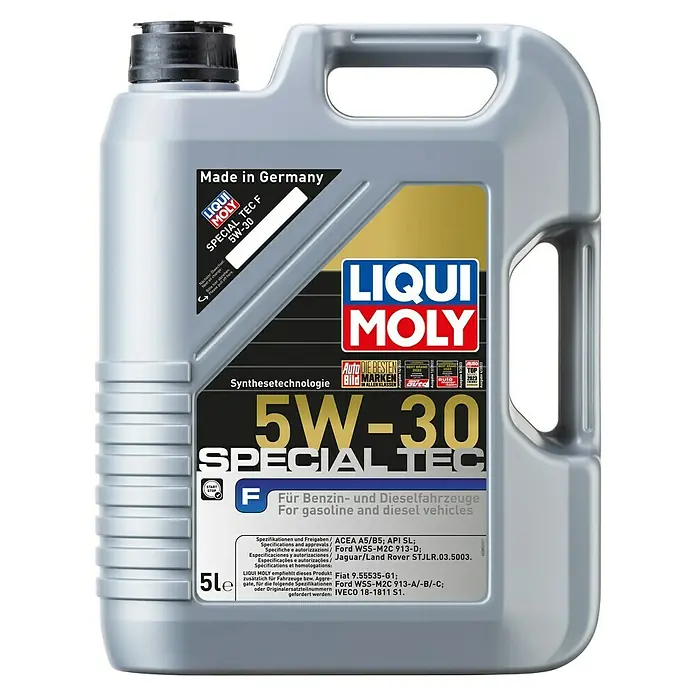Liqui Moly Motoröl Special Tec F - 5 l, 5W-30, A5/B5 - Image of a 5-liter canister of Liqui Moly Special Tec F 5W-30 engine oil.