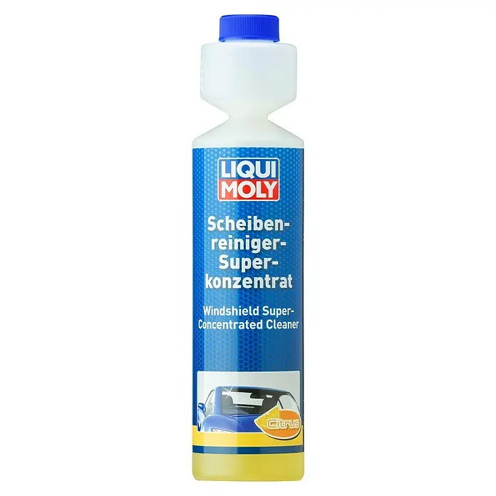 Liqui Moly Scheibenreiniger Super-Konzentrat - 250 ml - Bild einer Flasche Liqui Moly Scheibenreiniger Super-Konzentrat mit Zitrusduft für klare Sicht.