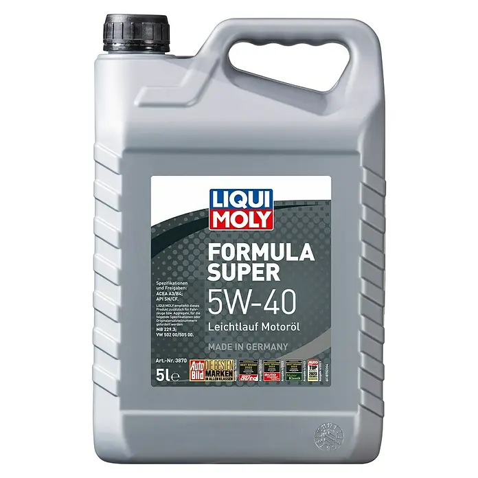 Liqui Moly Formula Super Motoröl - 5 l, 5W-40, A3/B4 - Bild eines 5-Liter-Kanisters Liqui Moly Formula Super 5W-40 Leichtlauf Motoröl, ideal für Fahrzeugmotoren.