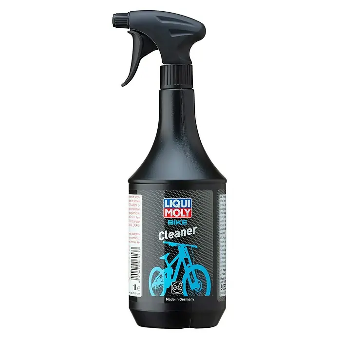 Liqui Moly Fahrradreiniger Bike - 1 l - Schwarze Sprühflasche Liqui Moly Bike Cleaner mit blauem Fahrradaufdruck, ideal für die Fahrradreinigung.