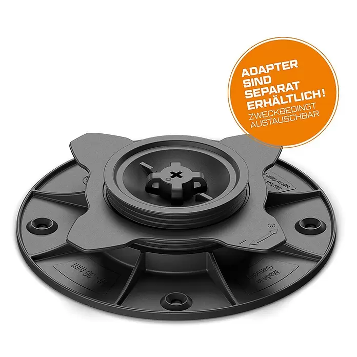 Langfit Stelzlager M - 10 Stk., Höhenverstellung: 18 mm - 36 mm - Dunkelgrauer, verstellbarer Kunststoff-Terrassenlagerfuß mit sternförmigem Antrieb zur Höhenanpassung.