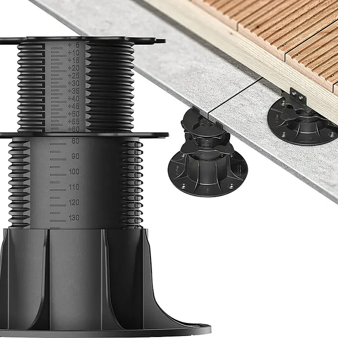 Langfit Stelzlager XL - 5 Stk., Höhenverstellung: 75 mm - 195 mm - Verstellbare Stelzlager für Terrassen und Plattenbeläge, ideal für ebene Flächen im Außenbereich.