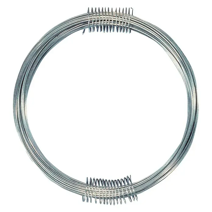 Cable metálico FLOR78530 - Ø x L: 1,2 mm x 25 m, Zincado - Anillo de alambre de plata, ideal para sujetar y conectar. Construcción robusta para una sujeción fiable en diversas aplicaciones.