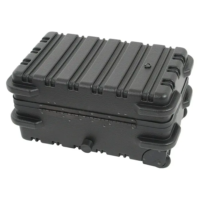 Hepco & Becker Werkzeugkoffer Chicago Case 5510 - L x B x H: 360 x 580 x 270 mm, High Density Polyethylen (HDPE) - Ein robuster, schwarzer Transportkoffer mit Rollen, ideal für den sicheren Transport von empfindlicher Ausrüstung und Wertgegenständen.