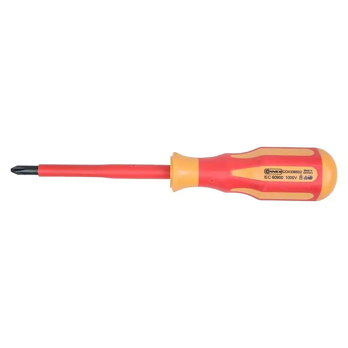 Connex Destornillador para electricista COX336502 - PH 2, Longitud de la hoja: 100 mm - Un destornillador Phillips aislado, ideal para trabajos eléctricos. Mango ergonómico para un agarre seguro y un trabajo preciso.