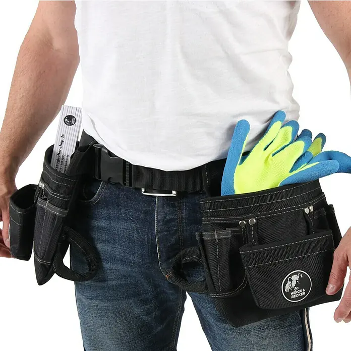 Hepco & Becker Gürteltasche Polytex 5856 - Polyester - Werkzeuggürtel mit Taschen und Handschuhen. Ideal für Handwerker, die Ordnung und schnellen Zugriff auf Werkzeuge benötigen.