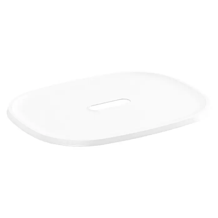 Keter Deckel Filo - Passend für: Keter Korb Filo M - L, Weiß - Ein weißer Toilettendeckel mit einer länglichen Öffnung in der Mitte, ideal für jedes moderne Badezimmer.