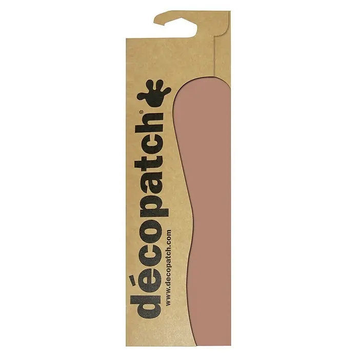 Décopatch Papel decorativo Plain - Marrón, 3 ud., 40 x 30 cm - Primer plano del embalaje del producto Decopatch para manualidades con papel, con el logotipo y una pequeña parte del producto.