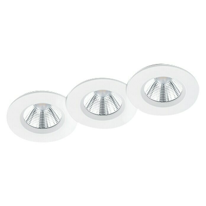 Trio Leuchten Set de focos LED empotrables Zagros (3 × 5,5 W, Color de luz: Blanco cálido, Diámetro: 8,5 cm, Blanco, 3 uds.)