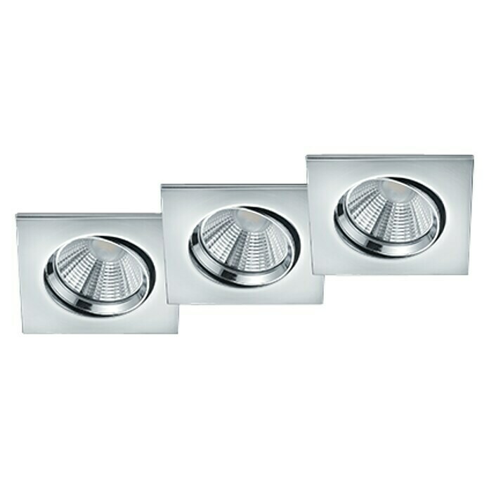 Trio Leuchten Set de focos LED empotrables Pamir cuadrado (3 × 5,5 W, Color de luz: Blanco cálido, L x An x Al: 8,5 x 8,5 x 5,4 cm, Cromo)