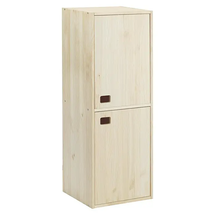 Astigarraga Dinamic Armario multiusos de madera - 33 x 37,3 x 105,4 cm, Natural - Un armario de madera natural con dos puertas y tiradores rectangulares, perfecto para guardar cosas en cualquier habitación. Diseño funcional.